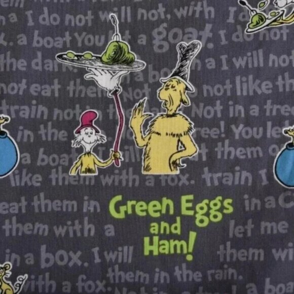 Dr. Seuss Green Eggs and Ham Scrub Top Shirt Gray Size XL - Picture 3 of 11